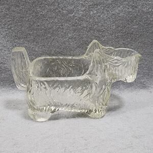 Scottie Dog Creamer 5 inch Pressed Glass Vintage LE Smith Glass Company 1930s